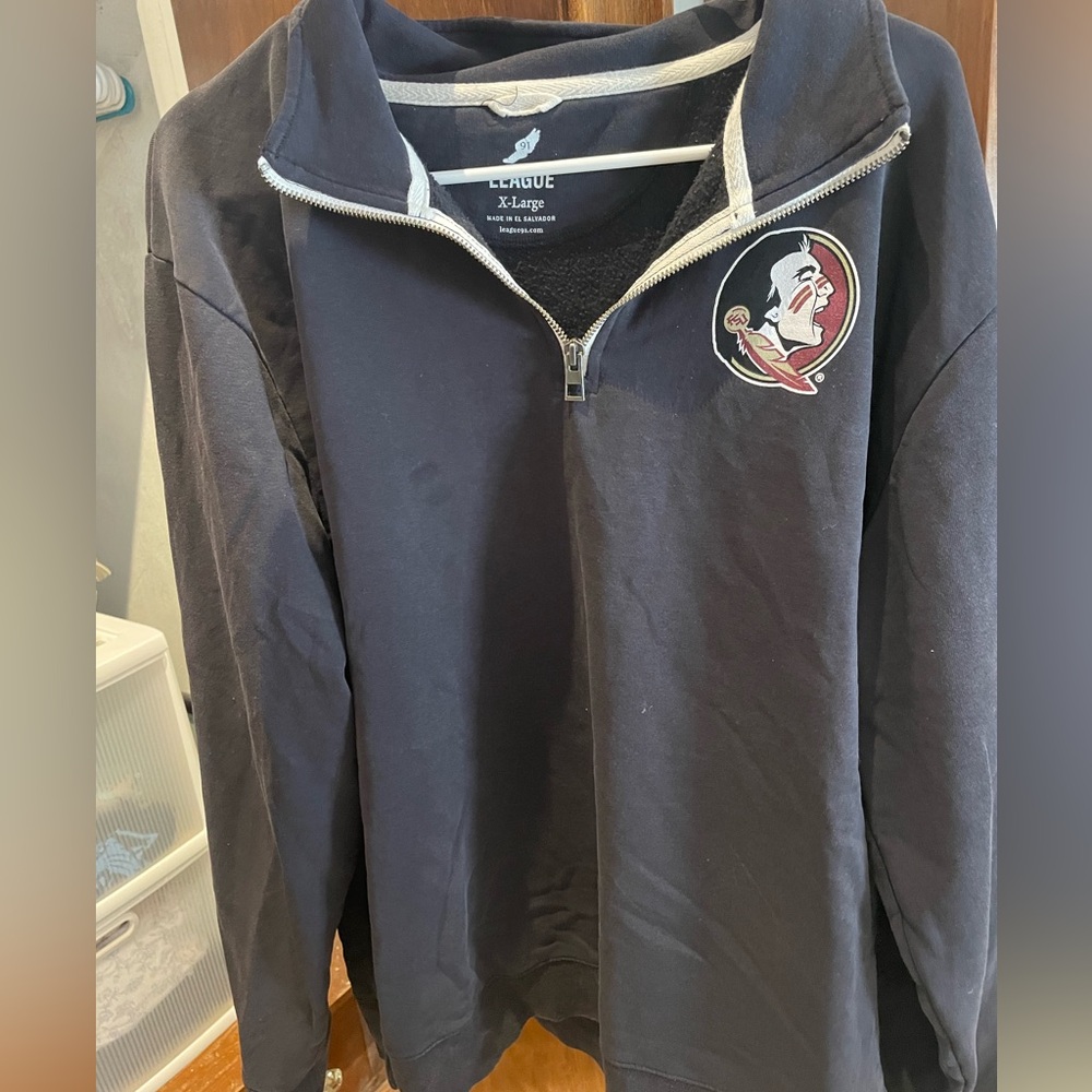 91 League Men's Black Quarter Zip-Up Sweater with Logo
